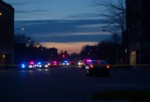 Police lights at a shooting scene in Louisville