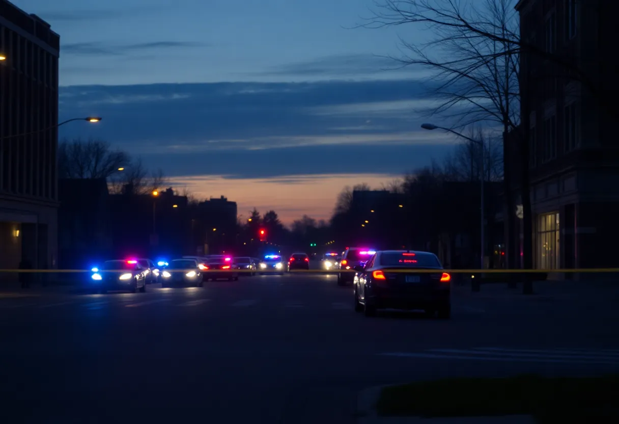 Police lights at a shooting scene in Louisville