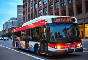 A TARC bus in Louisville with passengers boarding