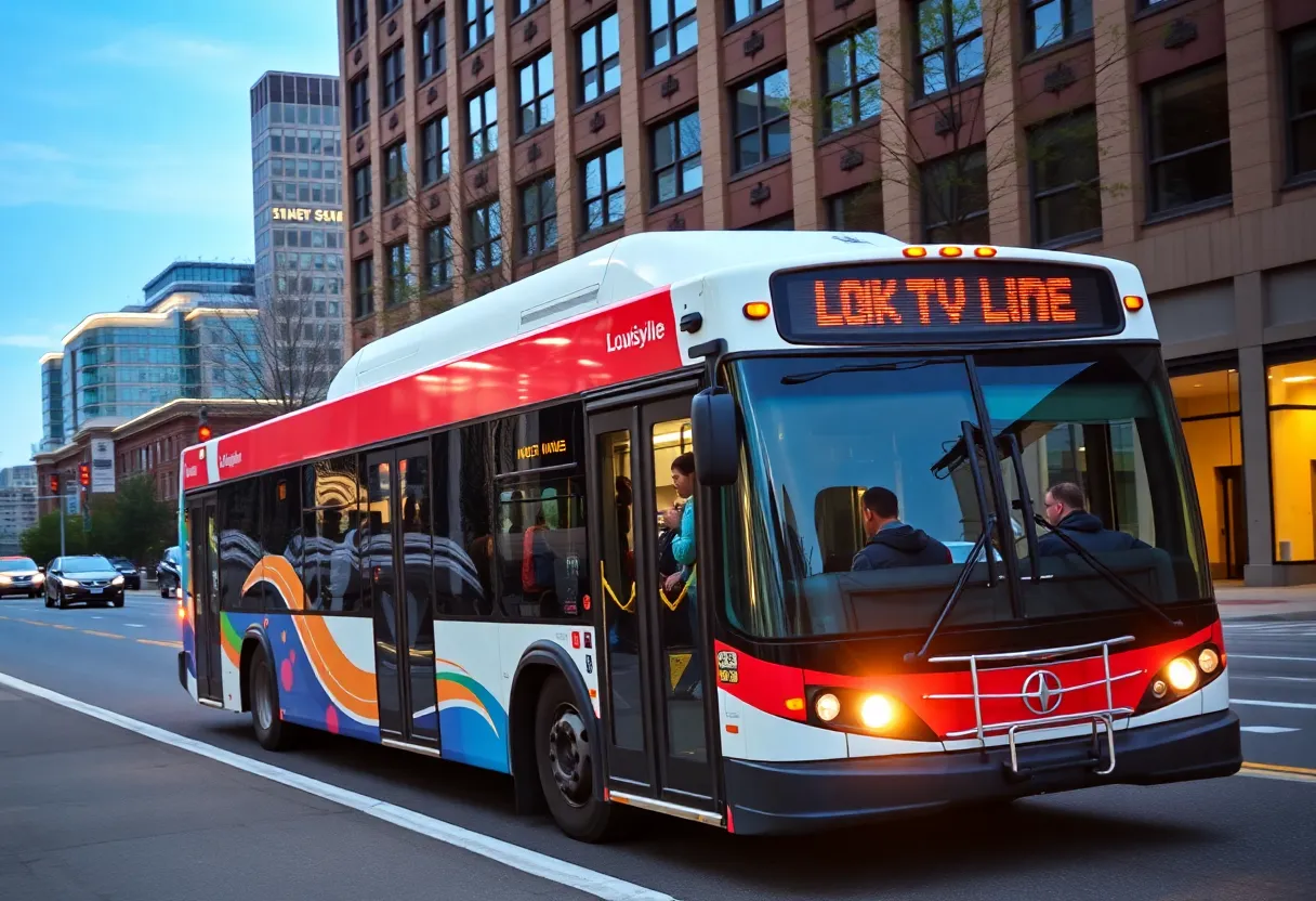A TARC bus in Louisville with passengers boarding