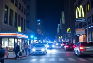 Downtown Louisville McDonald's at night