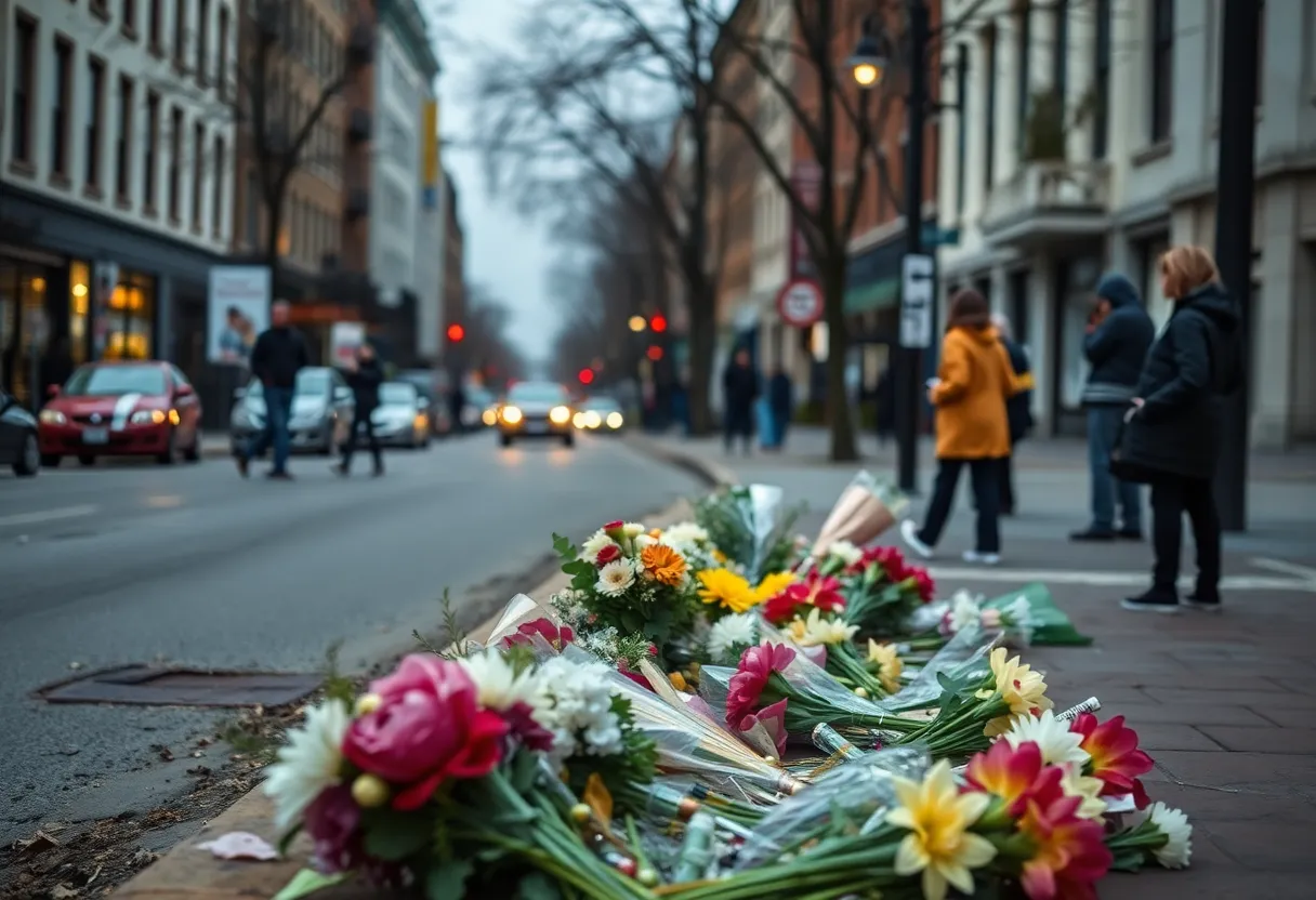 A memorial scene for a shooting victim in Louisville