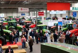 Crowd at the National Farm Machinery Show showcasing agricultural machinery