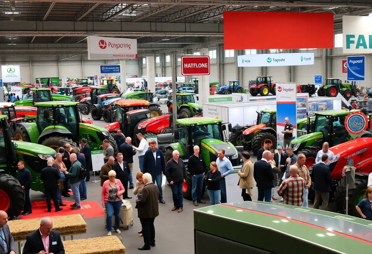 Crowd at the National Farm Machinery Show showcasing agricultural machinery