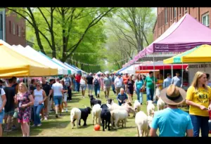 Crowd enjoying festivities at NuLu Bock Fest with goat races and local breweries.