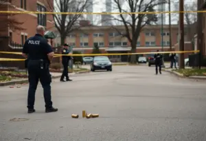 Police investigating a shooting scene in the Shawnee neighborhood of Louisville.