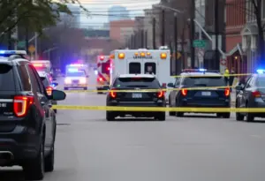 Police tape at the site of a shooting on Lexington Road in Louisville