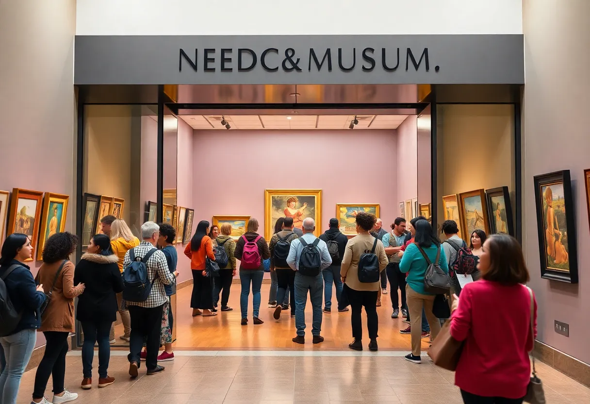 Entrance of the Speed Art Museum with visitors admiring artwork.