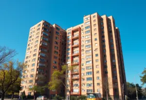 St. Catherine Court high-rise in Old Louisville after power restoration.