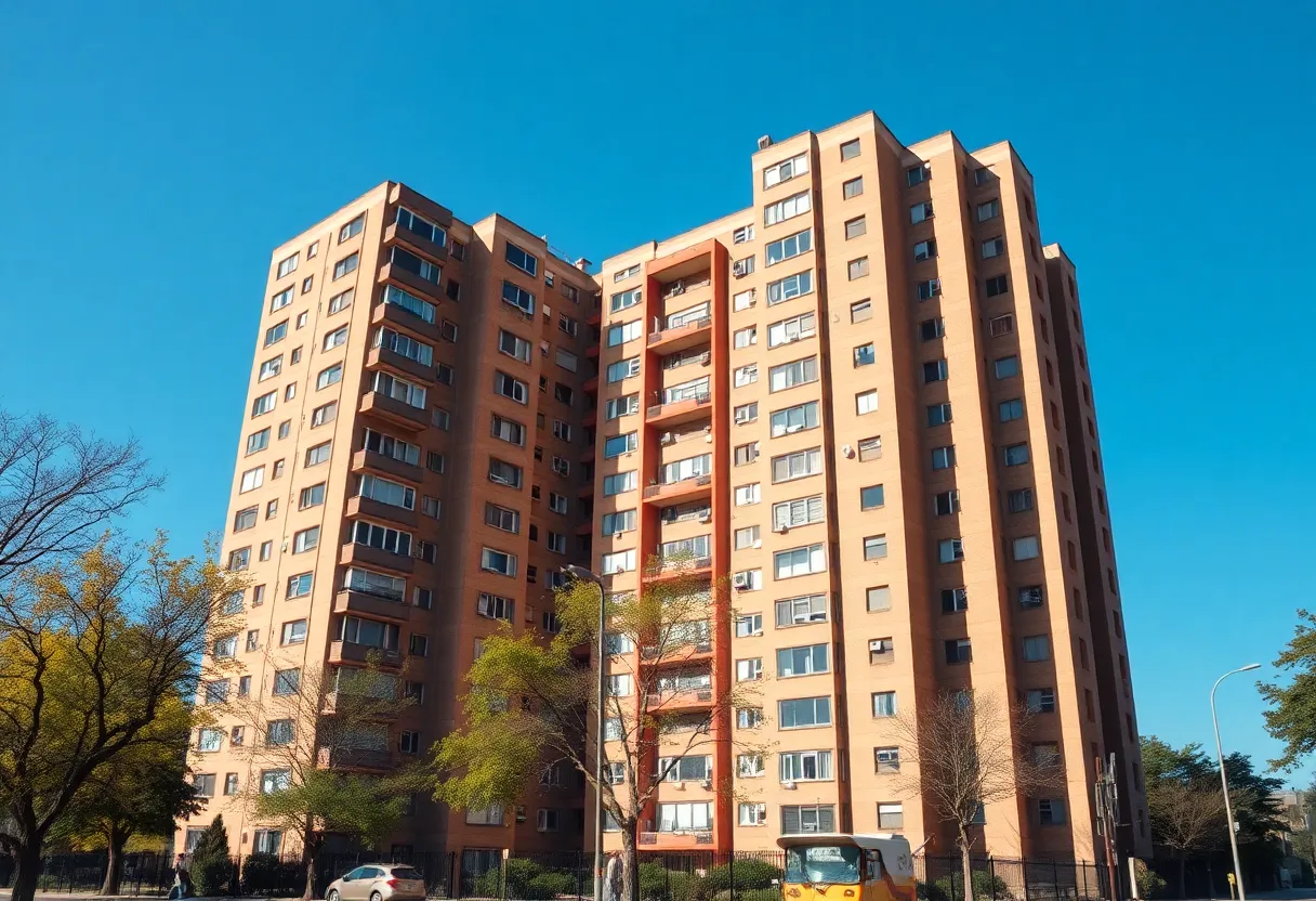 St. Catherine Court high-rise in Old Louisville after power restoration.
