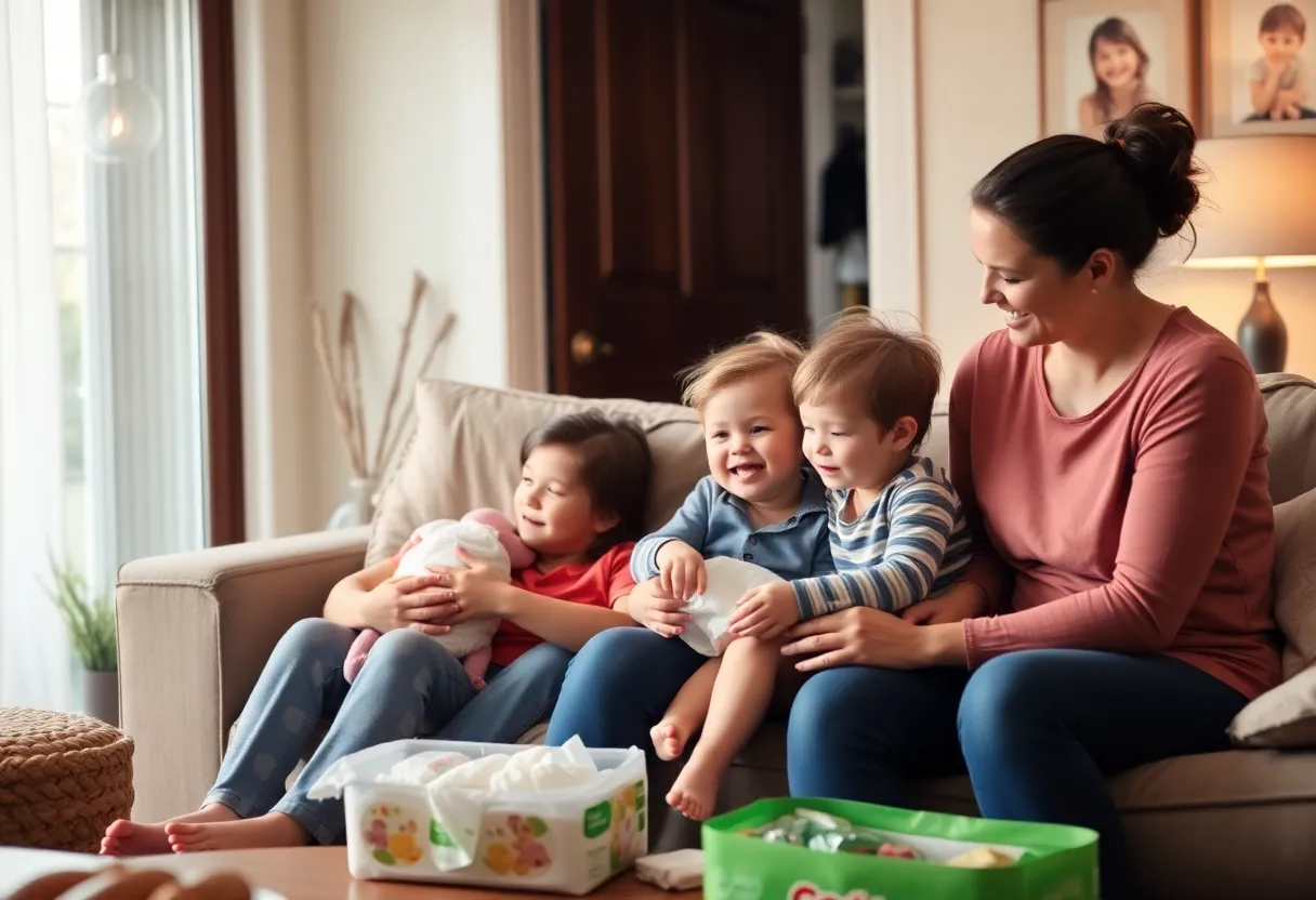 A caring family emphasizing the importance of diapers
