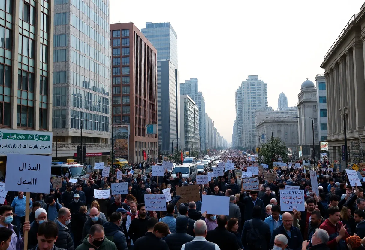 Protesters in Tehran demonstrating for their rights