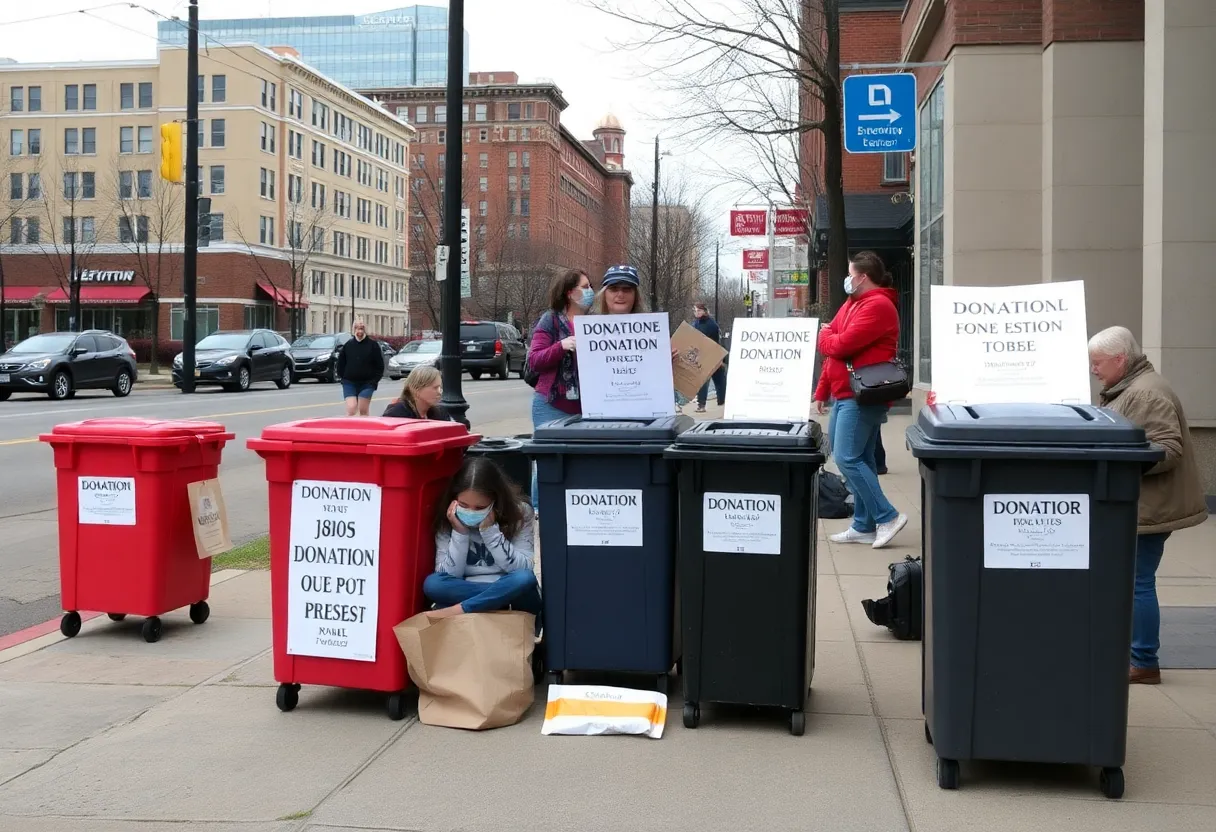 Unauthorized donation bins on a street in Louisville