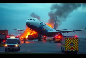 Crash site of a UPS cargo plane at Louisville Airport