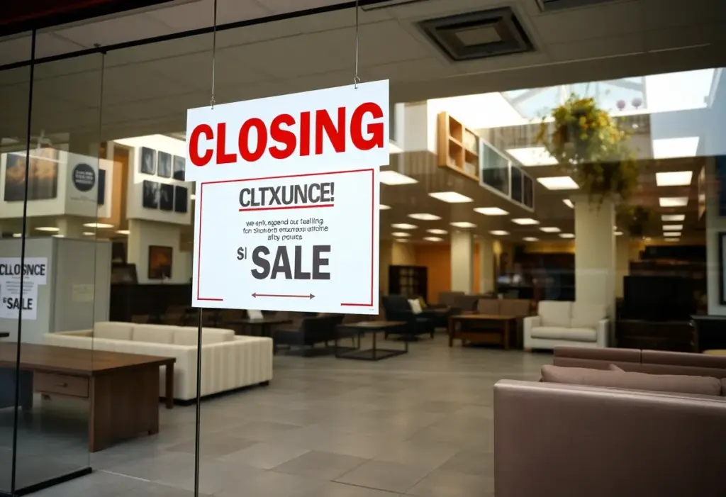 Value City Furniture store with closing sale sign