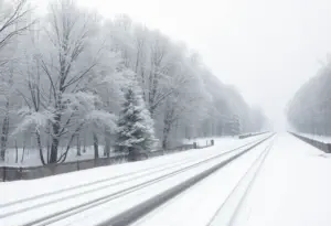 Snow-covered landscape in Kentucky during winter storm