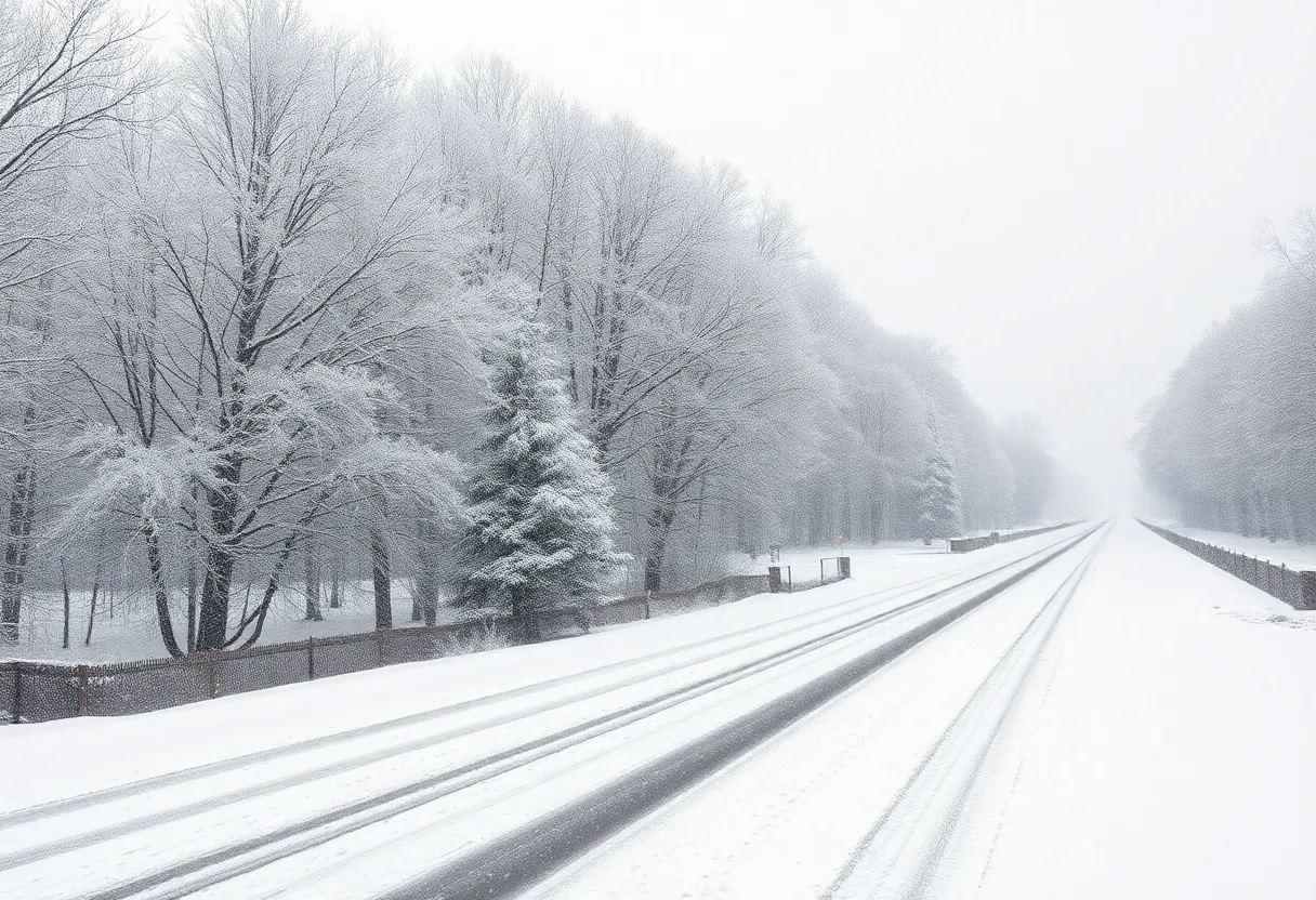 Snow-covered landscape in Kentucky during winter storm