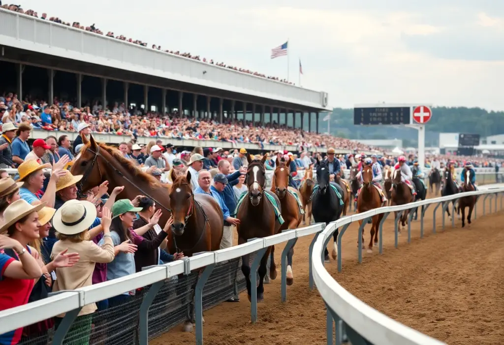Horse racing fans enjoying the Breeders' Cup at Keeneland Race Course