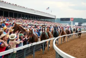 Horse racing fans enjoying the Breeders' Cup at Keeneland Race Course