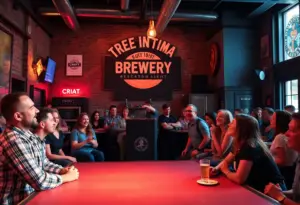 Audience enjoying a comedy show at TEN20 Craft Brewery