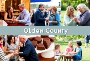 A vibrant collage depicting February events in Oldham County, Kentucky.