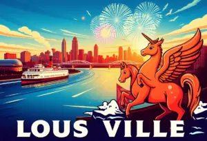 The official poster for the 2026 Kentucky Derby Festival showcasing local artistry and iconic elements.