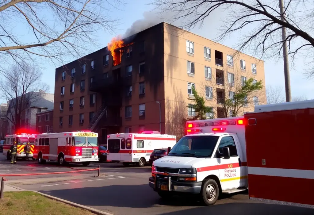 Firefighters responding to an apartment fire in Louisville