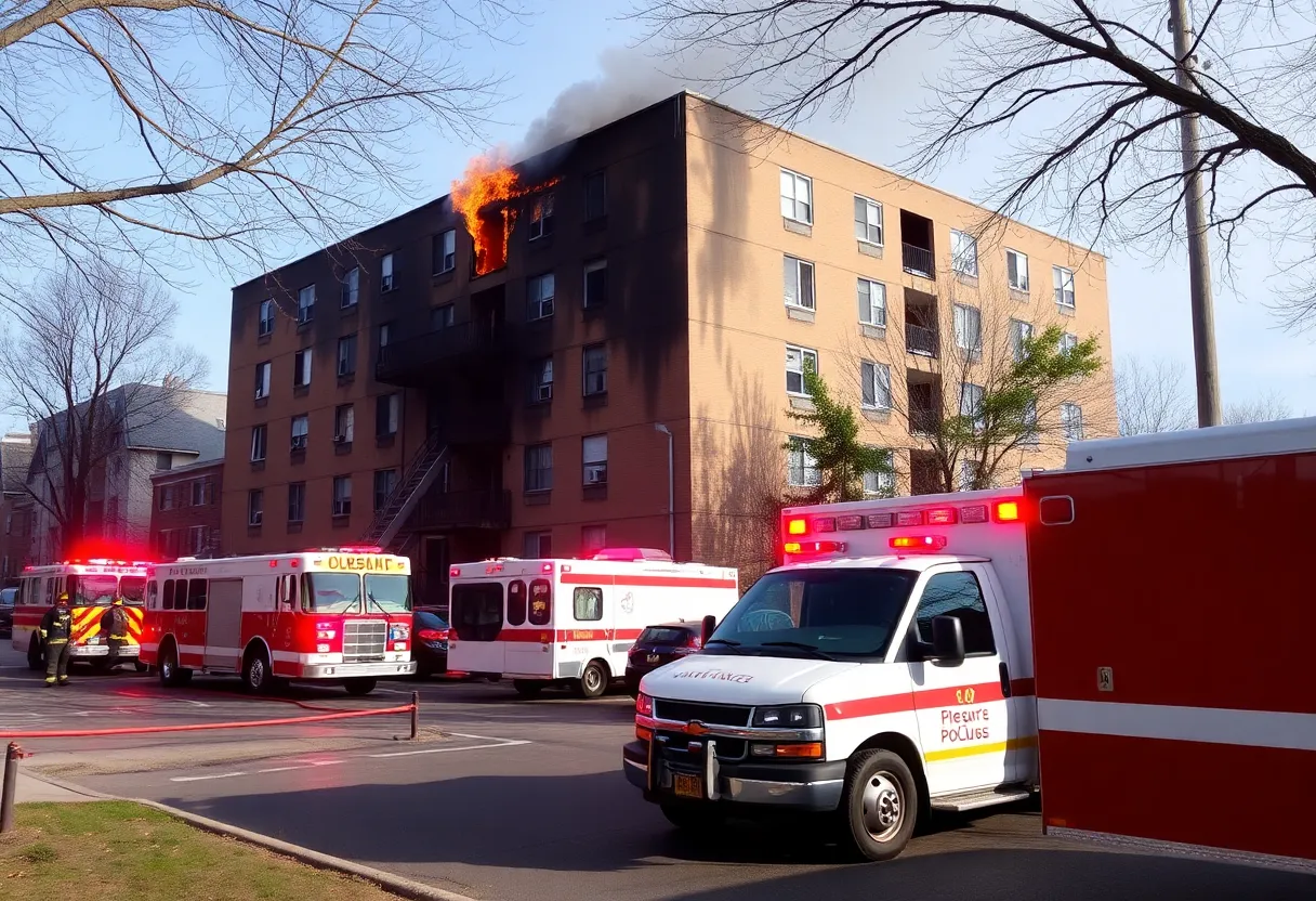 Firefighters responding to an apartment fire in Louisville