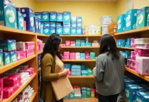Community pantry filled with menstrual products for those in need