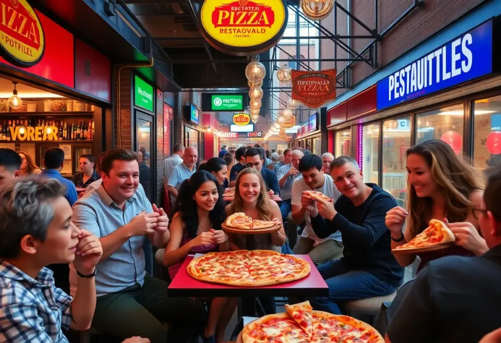 People enjoying pizza in Louisville on National Pizza Day