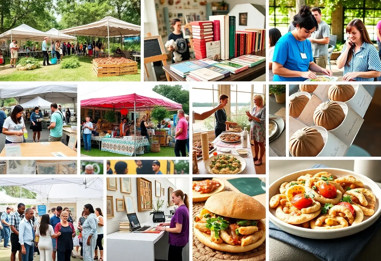 Collage of Southern events celebrating art, literature, and agriculture