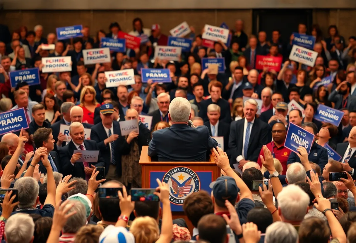 Crowded political event illustrating tension within the GOP