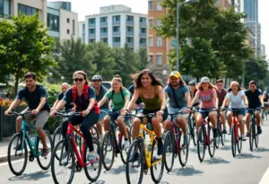 Cyclists participating in the unity ride in Louisville.