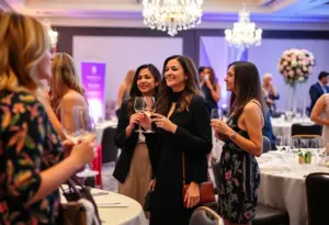Participants enjoying the Wine, Women & Shoes event in Louisville