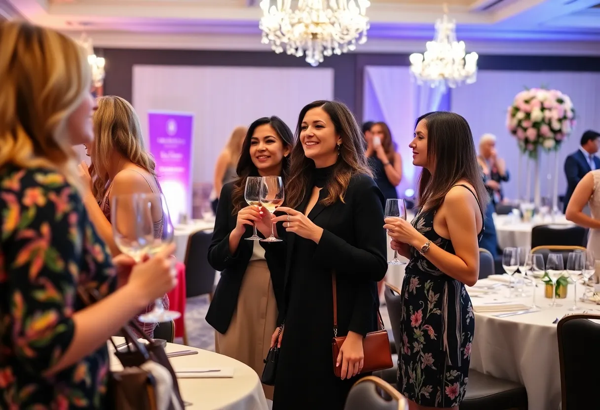 Participants enjoying the Wine, Women & Shoes event in Louisville